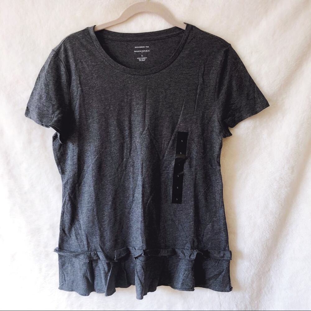 Banana Republic Gray Pleat Flounce Hem Top - Picture 8 of 14